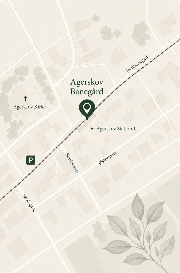 Detaljekort omkring Agerskov Banegård